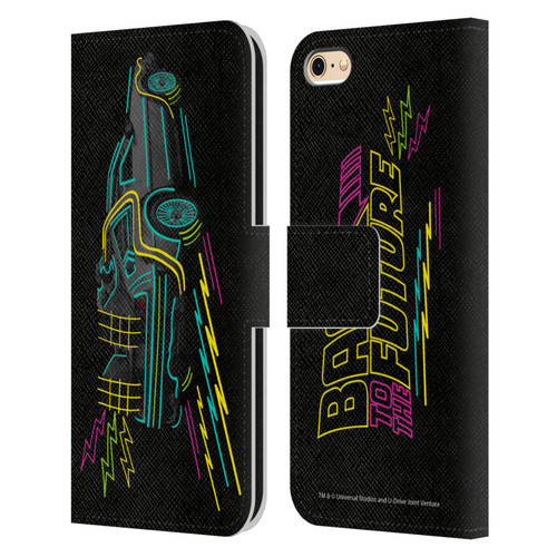 Back to the Future I Composed Art Neon Leather Book Wallet Case Cover For Apple iPhone 6 / iPhone 6s