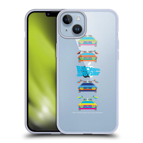 Back to the Future I Composed Art Time Machine Car 2 Soft Gel Case for Apple iPhone 14 Plus