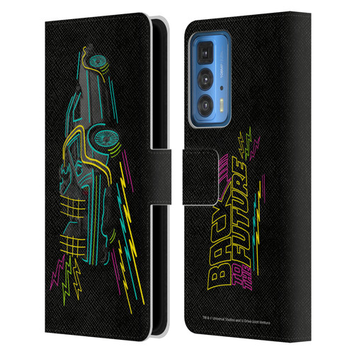 Back to the Future I Composed Art Neon Leather Book Wallet Case Cover For Motorola Edge 20 Pro
