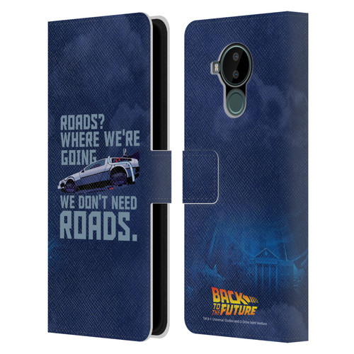 Back to the Future I Graphics Delorean 2 Leather Book Wallet Case Cover For Nokia C30