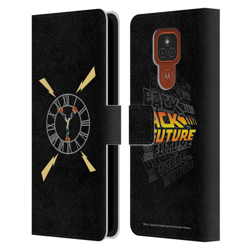 Back to the Future I Graphics Clock Tower Leather Book Wallet Case Cover For Motorola Moto E7 Plus