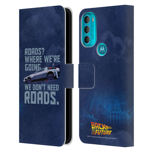 Back to the Future I Graphics Delorean 2 Leather Book Wallet Case Cover For Motorola Moto G71 5G