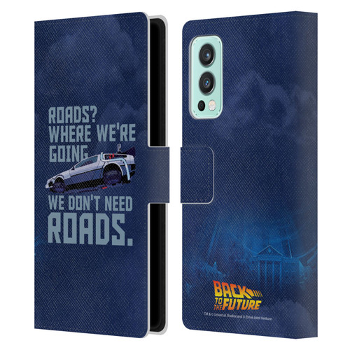 Back to the Future I Graphics Delorean 2 Leather Book Wallet Case Cover For OnePlus Nord 2 5G