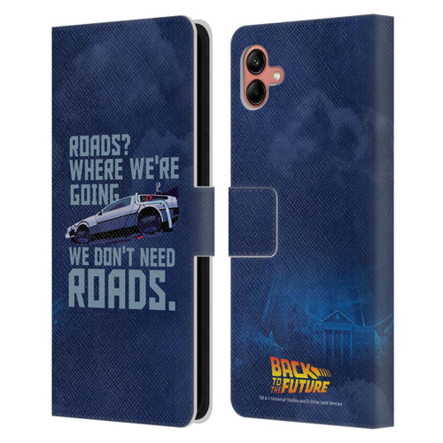 Back to the Future I Graphics Delorean 2 Leather Book Wallet Case Cover For Samsung Galaxy A04 (2022)