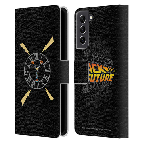 Back to the Future I Graphics Clock Tower Leather Book Wallet Case Cover For Samsung Galaxy S21 FE 5G