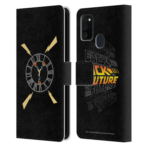 Back to the Future I Graphics Clock Tower Leather Book Wallet Case Cover For Samsung Galaxy M30s (2019)/M21 (2020)