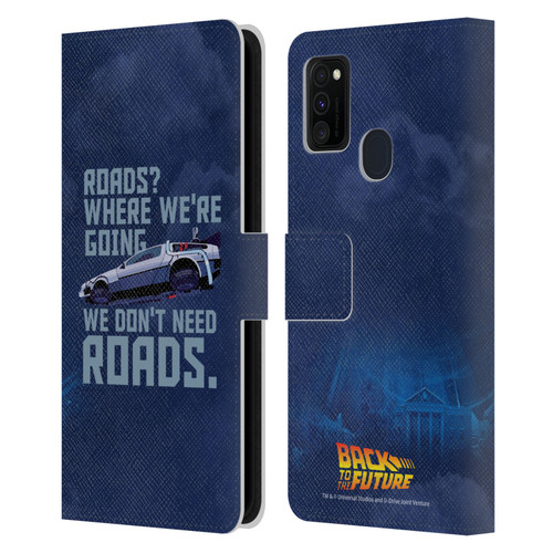 Back to the Future I Graphics Delorean 2 Leather Book Wallet Case Cover For Samsung Galaxy M30s (2019)/M21 (2020)