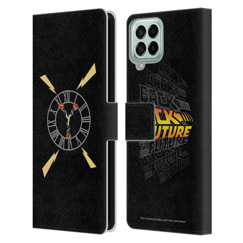 Back to the Future I Graphics Clock Tower Leather Book Wallet Case Cover For Samsung Galaxy M33 (2022)