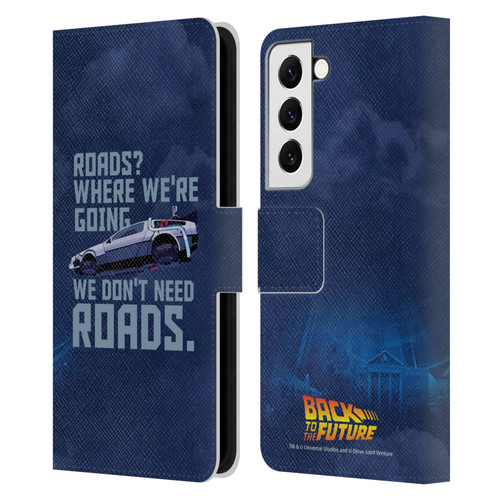 Back to the Future I Graphics Delorean 2 Leather Book Wallet Case Cover For Samsung Galaxy S22 5G