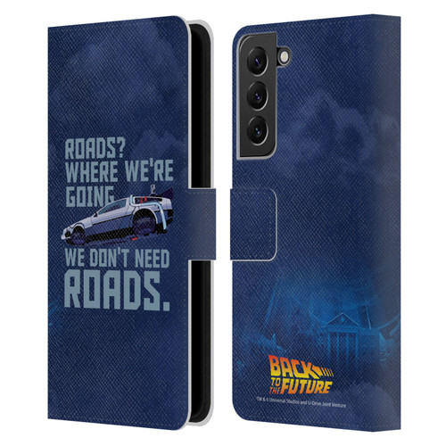 Back to the Future I Graphics Delorean 2 Leather Book Wallet Case Cover For Samsung Galaxy S22+ 5G