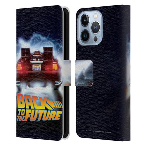 Back to the Future I Key Art Delorean Leather Book Wallet Case Cover For Apple iPhone 13 Pro