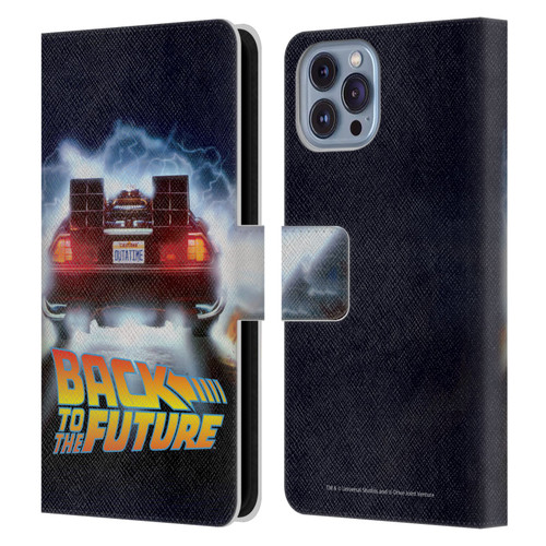 Back to the Future I Key Art Delorean Leather Book Wallet Case Cover For Apple iPhone 14