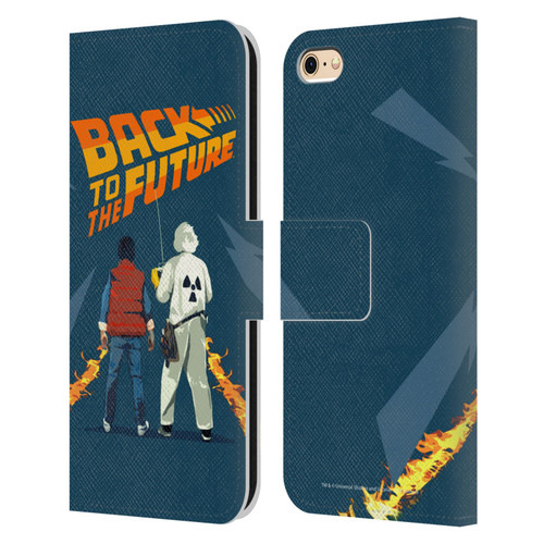 Back to the Future I Key Art Dr. Brown And Marty Leather Book Wallet Case Cover For Apple iPhone 6 / iPhone 6s
