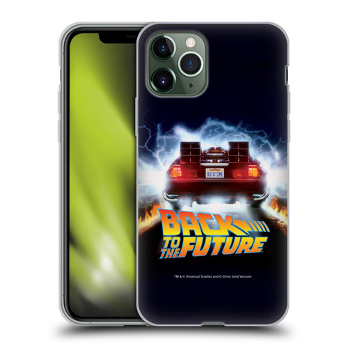 Back to the Future I Key Art Time Machine Car Soft Gel Case for Apple iPhone 11 Pro