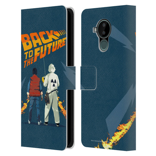 Back to the Future I Key Art Dr. Brown And Marty Leather Book Wallet Case Cover For Nokia C30