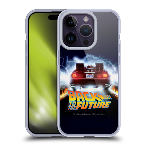 Back to the Future I Key Art Time Machine Car Soft Gel Case for Apple iPhone 14 Pro