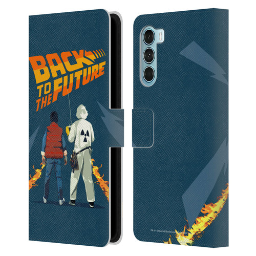 Back to the Future I Key Art Dr. Brown And Marty Leather Book Wallet Case Cover For Motorola Edge S30 / Moto G200 5G
