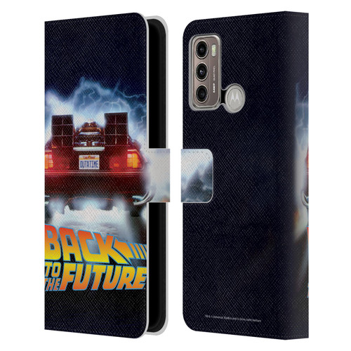 Back to the Future I Key Art Delorean Leather Book Wallet Case Cover For Motorola Moto G60 / Moto G40 Fusion