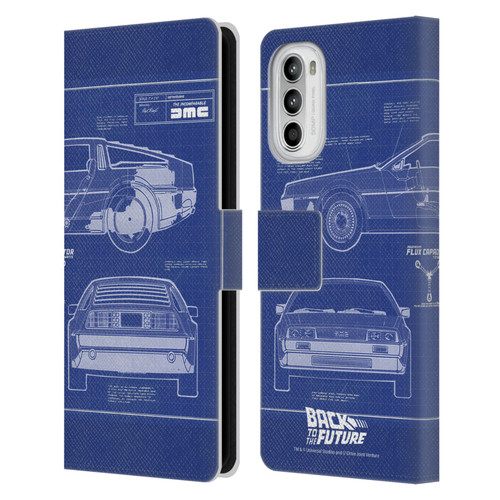 Back to the Future I Key Art Blue Print Leather Book Wallet Case Cover For Motorola Moto G52