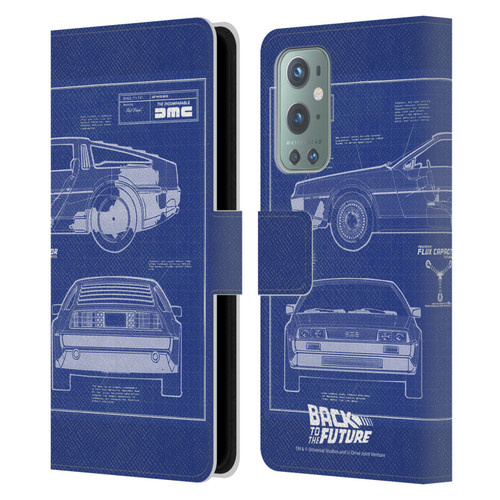 Back to the Future I Key Art Blue Print Leather Book Wallet Case Cover For OnePlus 9