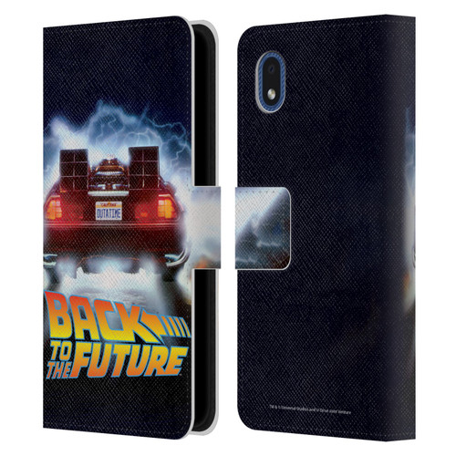 Back to the Future I Key Art Delorean Leather Book Wallet Case Cover For Samsung Galaxy A01 Core (2020)