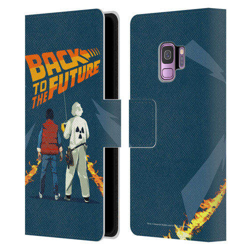 Back to the Future I Key Art Dr. Brown And Marty Leather Book Wallet Case Cover For Samsung Galaxy S9