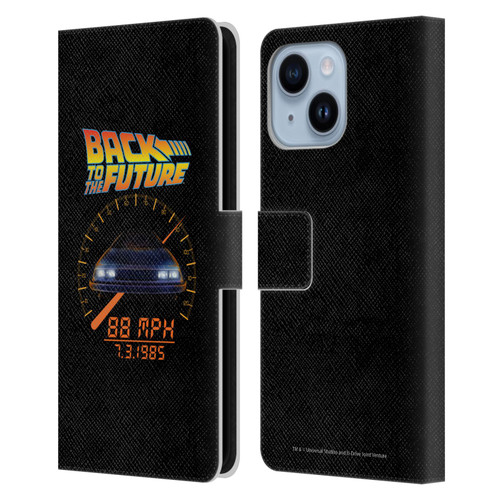 Back to the Future I Quotes 88 MPH Leather Book Wallet Case Cover For Apple iPhone 14 Plus