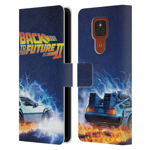 Back to the Future II Key Art Delorean Leather Book Wallet Case Cover For Motorola Moto E7 Plus