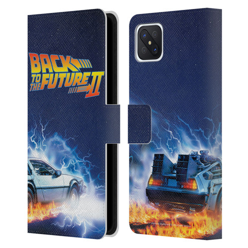 Back to the Future II Key Art Delorean Leather Book Wallet Case Cover For OPPO Reno4 Z 5G