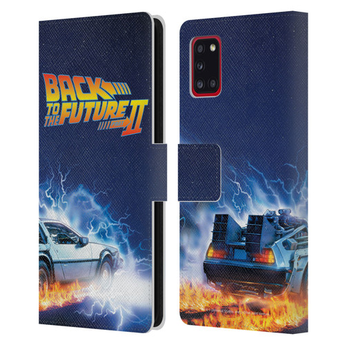 Back to the Future II Key Art Delorean Leather Book Wallet Case Cover For Samsung Galaxy A31 (2020)