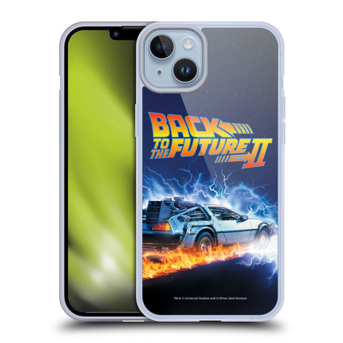 Back to the Future II Key Art Time Machine Car Soft Gel Case for Apple iPhone 14 Plus