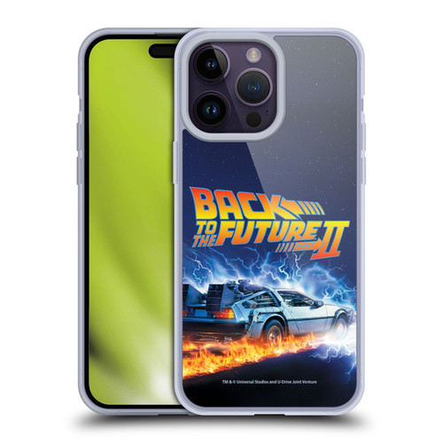 Back to the Future II Key Art Time Machine Car Soft Gel Case for Apple iPhone 14 Pro Max