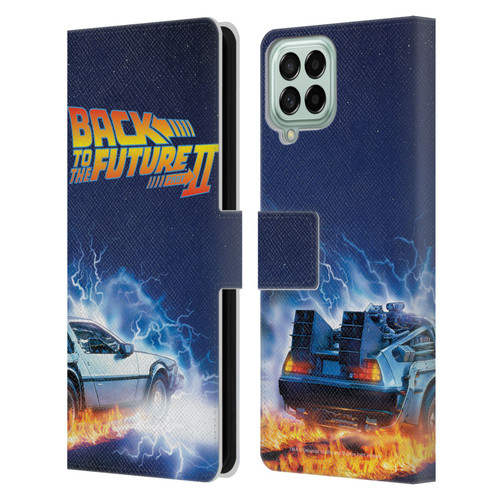 Back to the Future II Key Art Delorean Leather Book Wallet Case Cover For Samsung Galaxy M33 (2022)