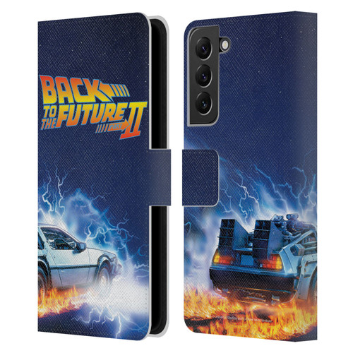 Back to the Future II Key Art Delorean Leather Book Wallet Case Cover For Samsung Galaxy S22+ 5G