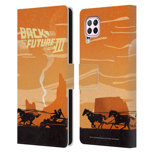 Back to the Future Movie III Car Silhouettes Car In Desert Leather Book Wallet Case Cover For Huawei Nova 6 SE / P40 Lite