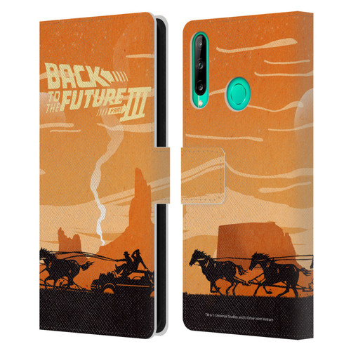 Back to the Future Movie III Car Silhouettes Car In Desert Leather Book Wallet Case Cover For Huawei P40 lite E