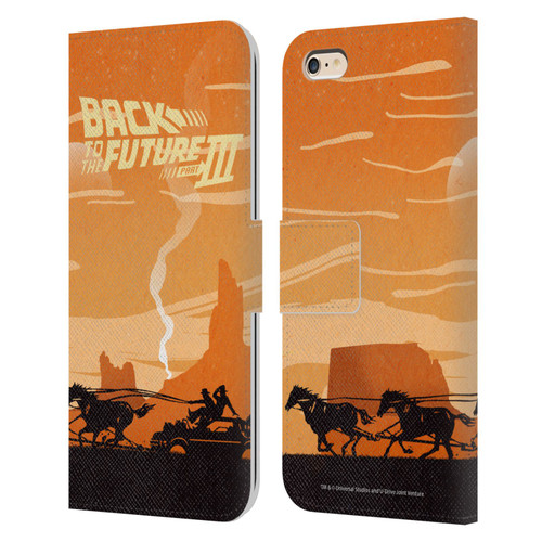 Back to the Future Movie III Car Silhouettes Car In Desert Leather Book Wallet Case Cover For Apple iPhone 6 Plus / iPhone 6s Plus