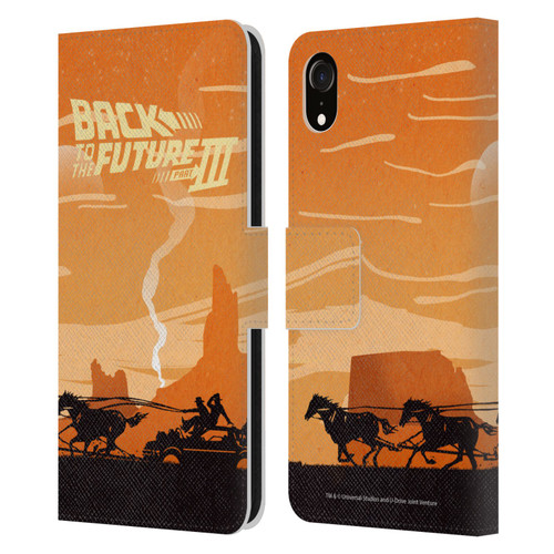 Back to the Future Movie III Car Silhouettes Car In Desert Leather Book Wallet Case Cover For Apple iPhone XR