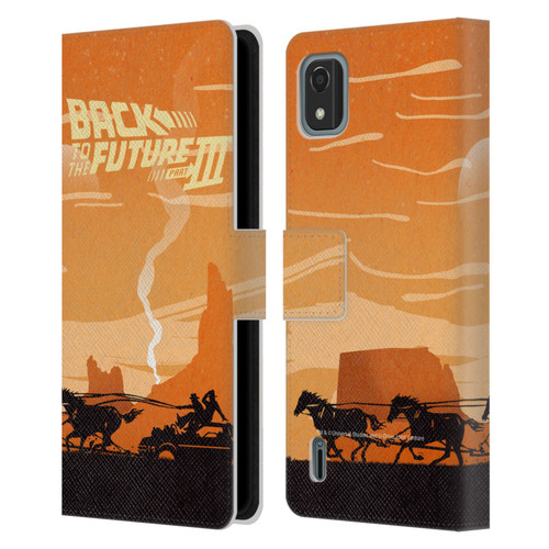 Back to the Future Movie III Car Silhouettes Car In Desert Leather Book Wallet Case Cover For Nokia C2 2nd Edition