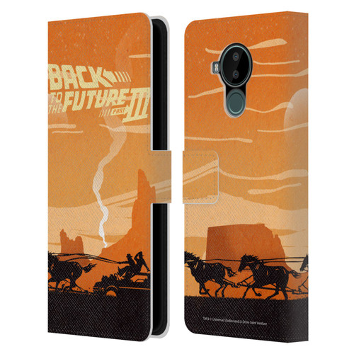 Back to the Future Movie III Car Silhouettes Car In Desert Leather Book Wallet Case Cover For Nokia C30