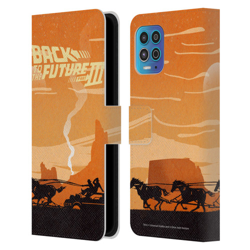 Back to the Future Movie III Car Silhouettes Car In Desert Leather Book Wallet Case Cover For Motorola Moto G100