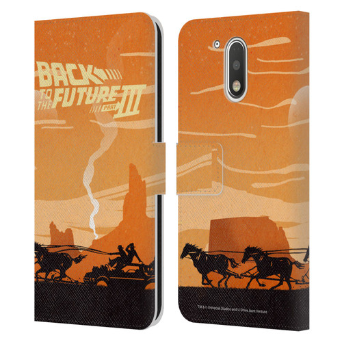 Back to the Future Movie III Car Silhouettes Car In Desert Leather Book Wallet Case Cover For Motorola Moto G41