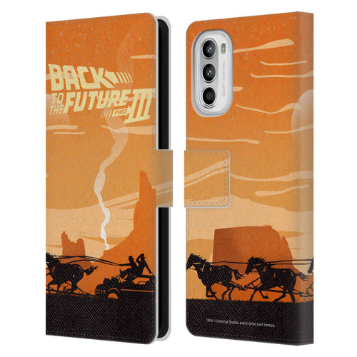 Back to the Future Movie III Car Silhouettes Car In Desert Leather Book Wallet Case Cover For Motorola Moto G52