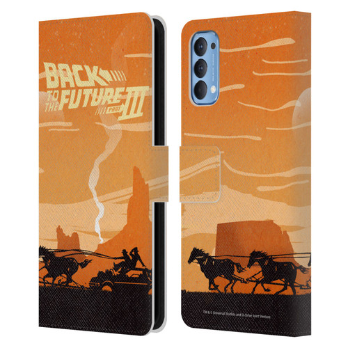 Back to the Future Movie III Car Silhouettes Car In Desert Leather Book Wallet Case Cover For OPPO Reno 4 5G