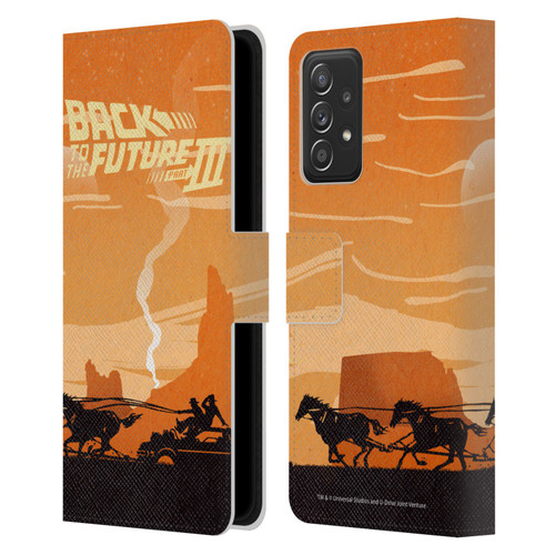 Back to the Future Movie III Car Silhouettes Car In Desert Leather Book Wallet Case Cover For Samsung Galaxy A52 / A52s / 5G (2021)