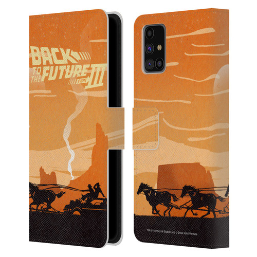 Back to the Future Movie III Car Silhouettes Car In Desert Leather Book Wallet Case Cover For Samsung Galaxy M31s (2020)