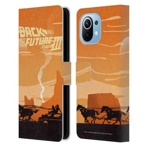 Back to the Future Movie III Car Silhouettes Car In Desert Leather Book Wallet Case Cover For Xiaomi Mi 11