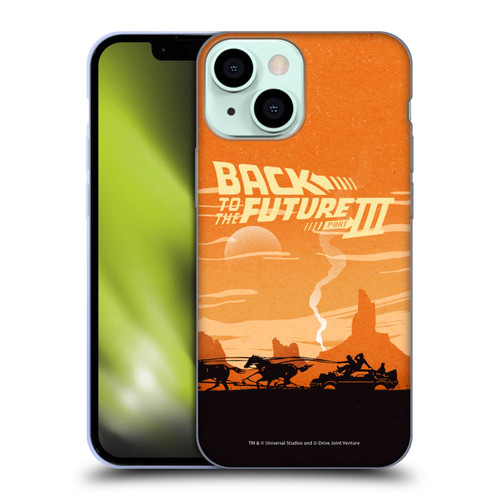 Back to the Future Movie III Car Silhouettes Desert Soft Gel Case for Apple iPhone 13 Mini