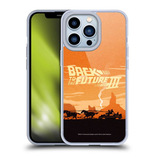 Back to the Future Movie III Car Silhouettes Desert Soft Gel Case for Apple iPhone 13 Pro