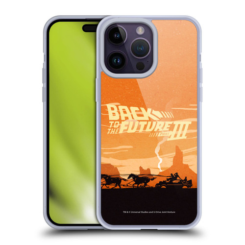 Back to the Future Movie III Car Silhouettes Desert Soft Gel Case for Apple iPhone 14 Pro Max